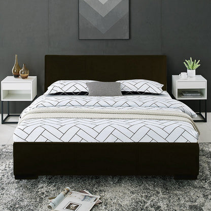 Black Faux Leather King Bed Frame
