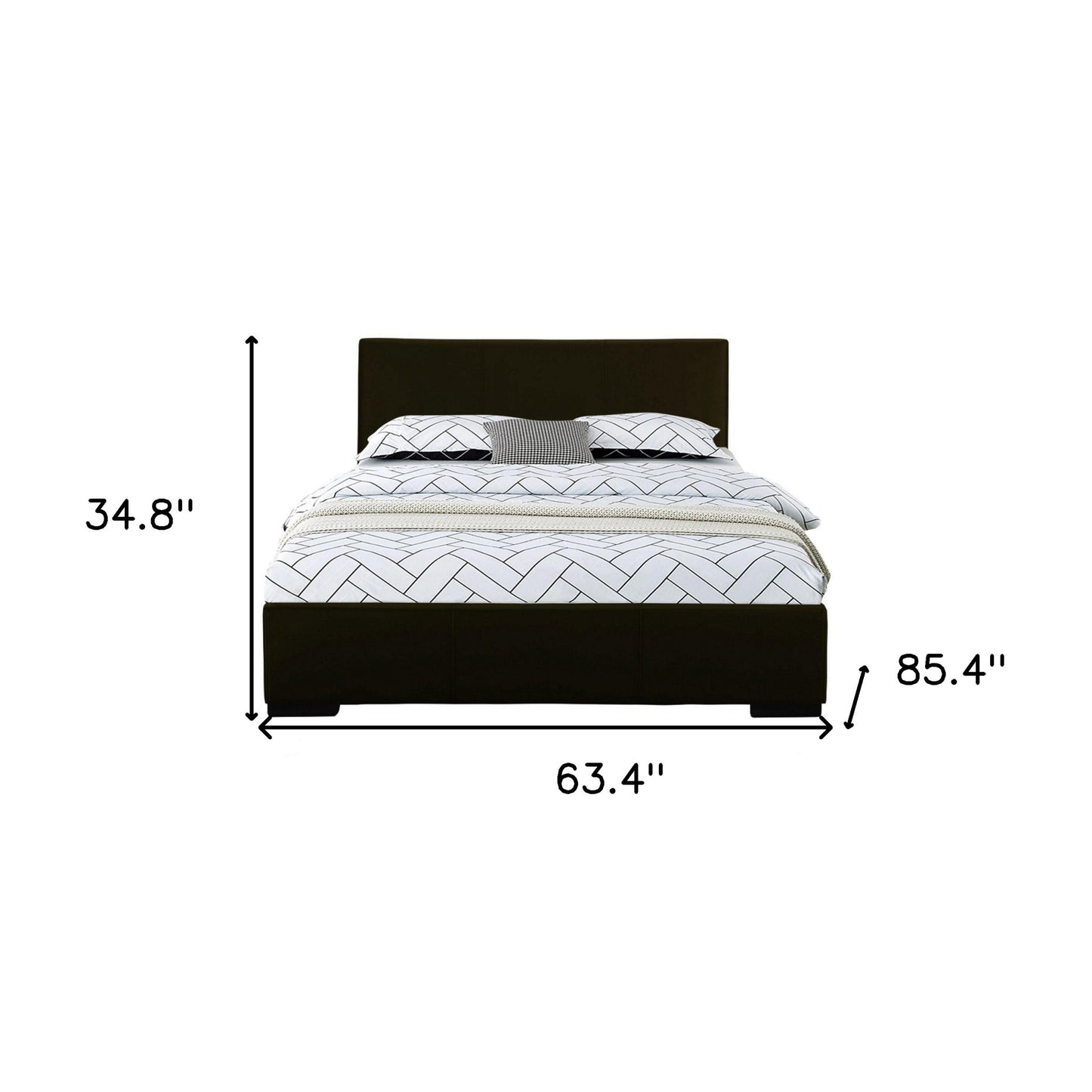 White Solid and Manufactured Wood Queen Upholstered Faux Leather Bed Frame