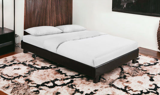 Black Solid Wood Queen Upholstered Faux Leather Bed Frame