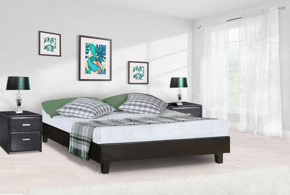 Black Faux Leather Queen Bed Frame