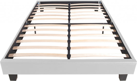 White Solid and Manufactured Wood King Upholstered Faux Leather Bed Frame