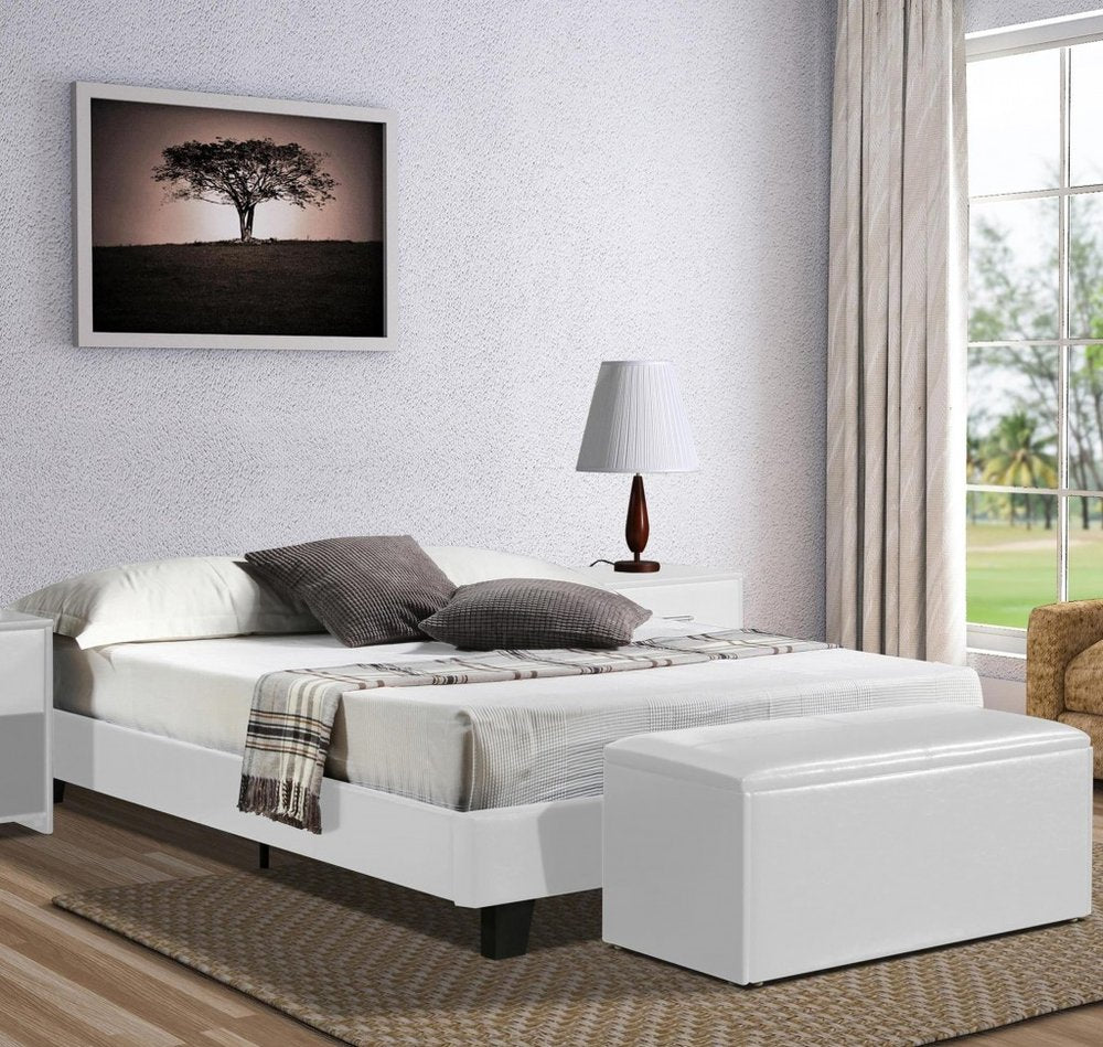 Black Faux Leather Queen Bed Frame