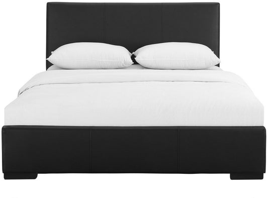 Black Solid Wood Twin Upholstered Faux Leather Bed Frame