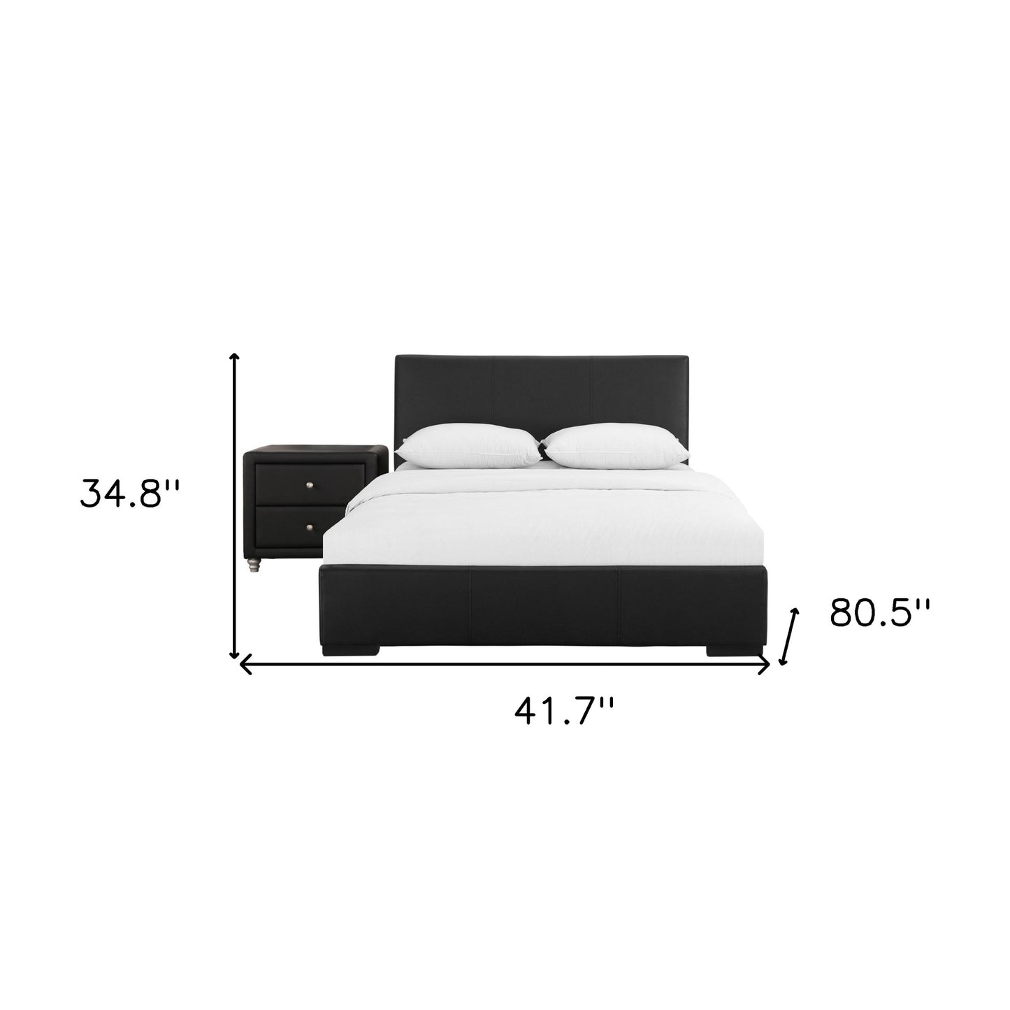 Solid Manufactured Wood Black Standard Bed Upholstered With Headboard