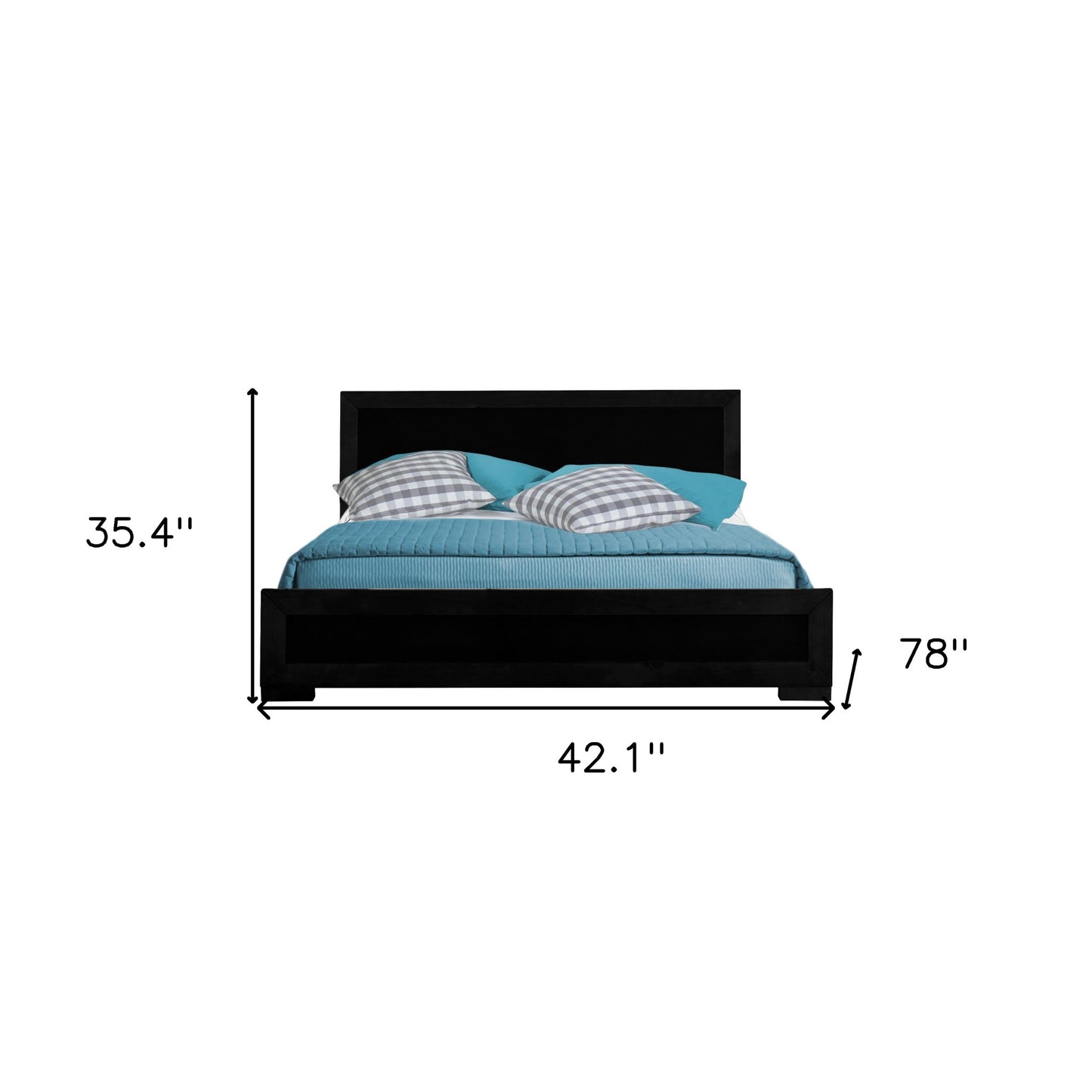 Black Solid and Manufactured Wood Full Bed Frame