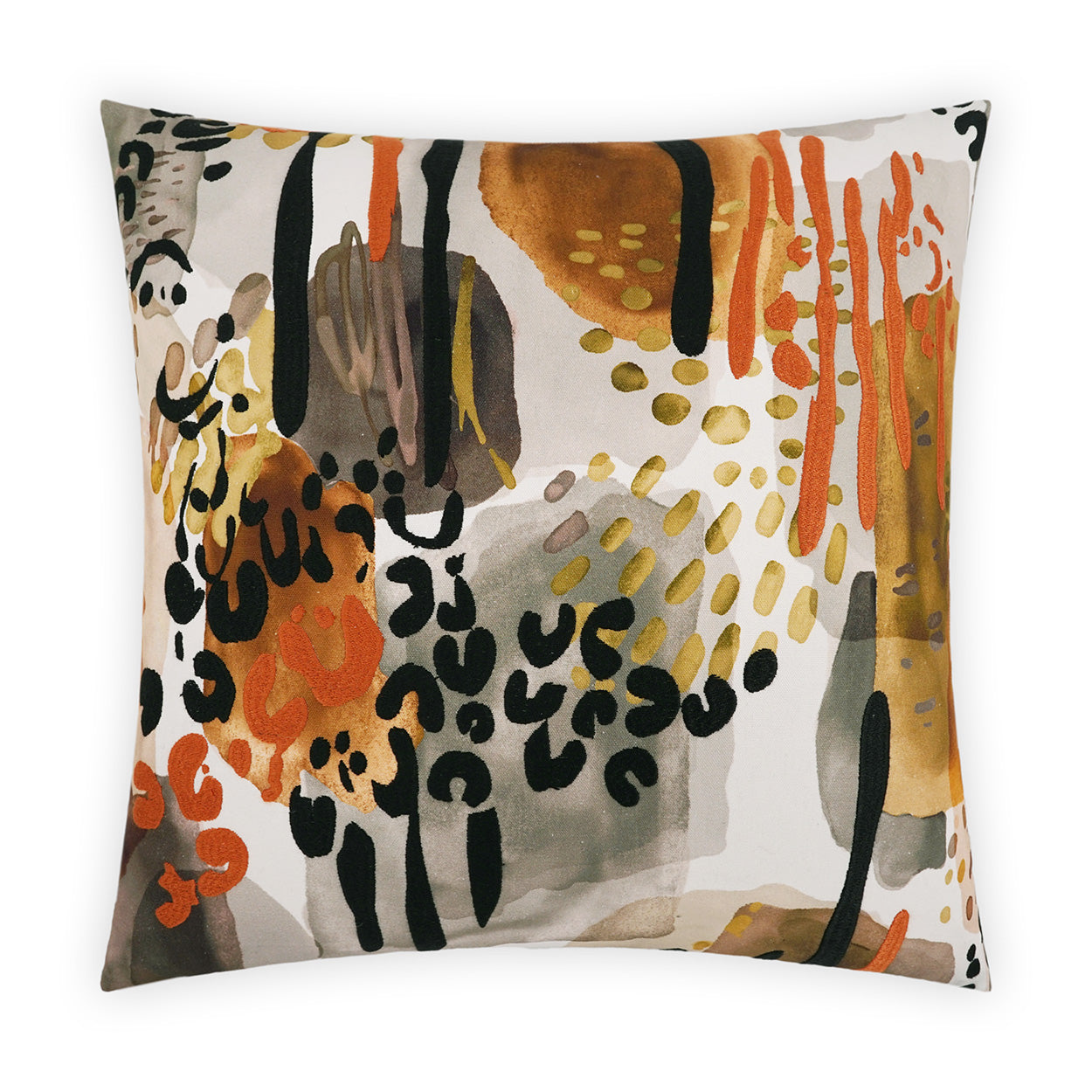 D.V. KAP HOME   24" x 24" Fauve Pillow - Safari Modern, Abstract, Embroidery    - 3971-S-2424