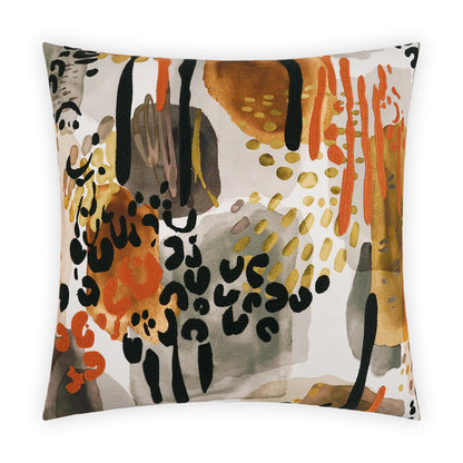 D.V. KAP HOME   24" x 24" Fauve Pillow - Safari Modern, Abstract, Embroidery    - 3971-S-2424