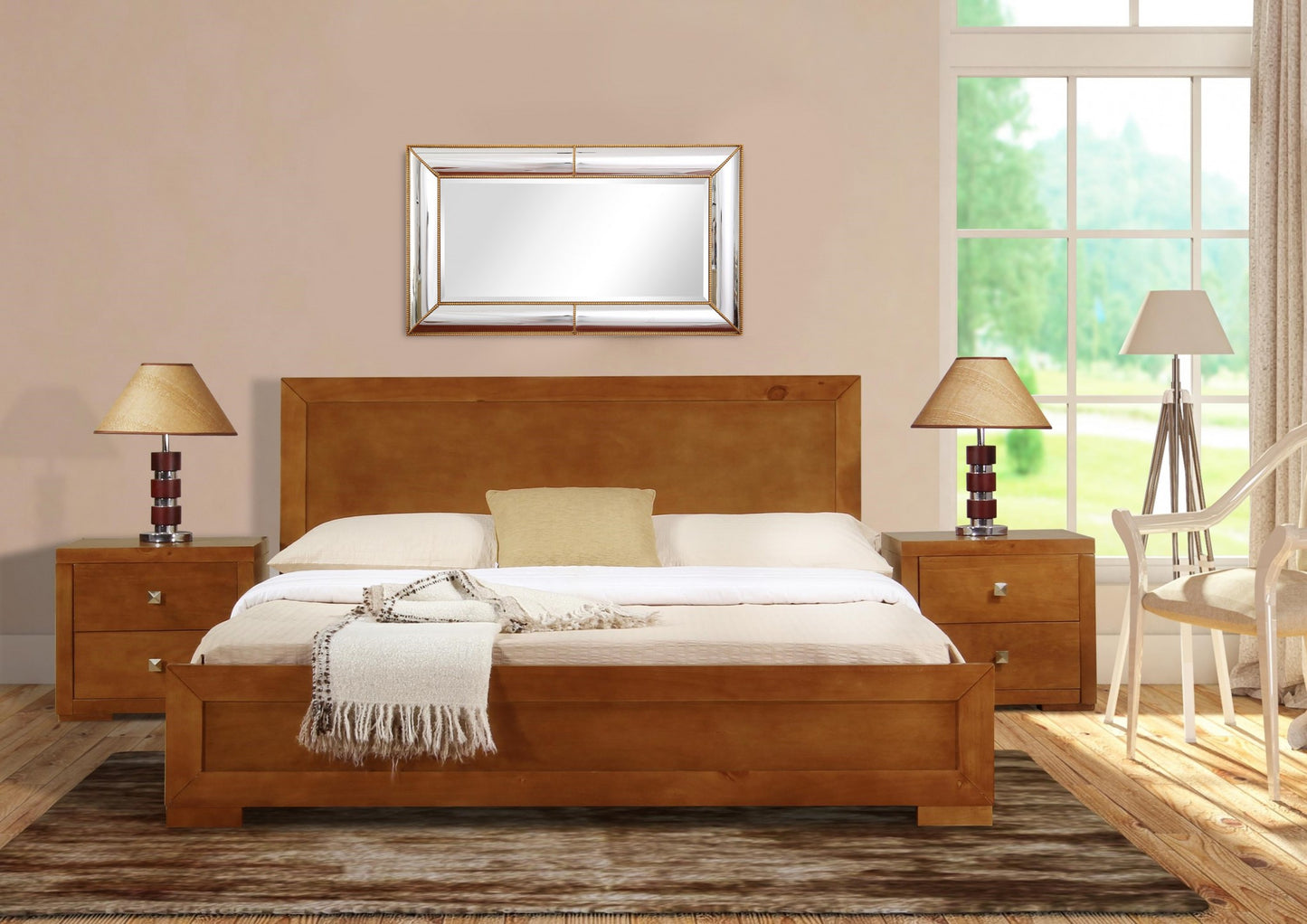 Black Solid and Manufactured Wood Full Bed Frame