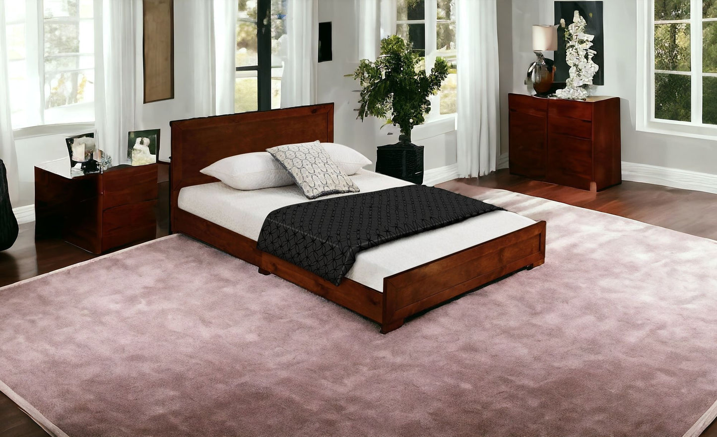 Black Solid and Manufactured Wood Full Bed Frame