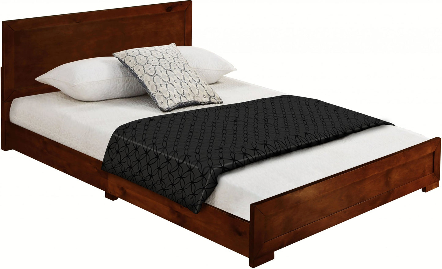 Black Solid and Manufactured Wood Full Bed Frame