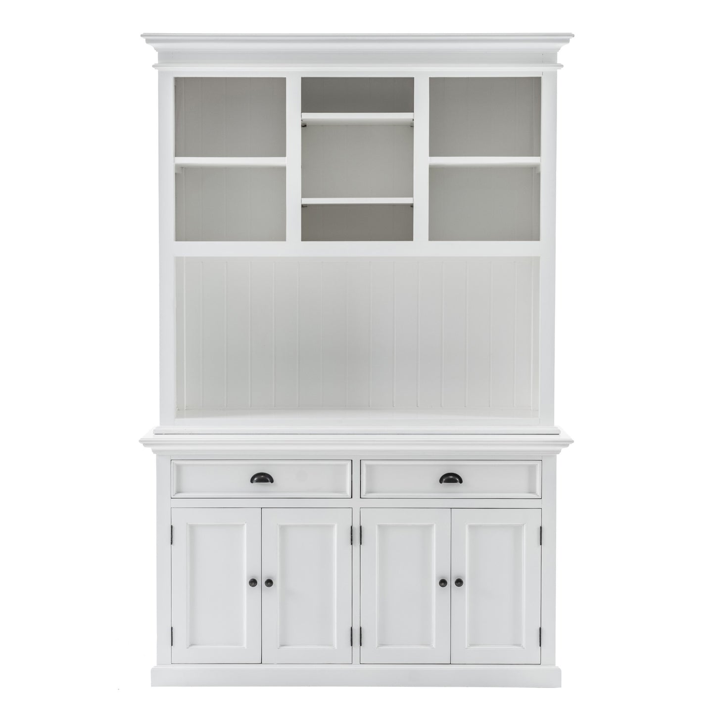 87" White Solid Wood Adjustable Two Tier Bookcase