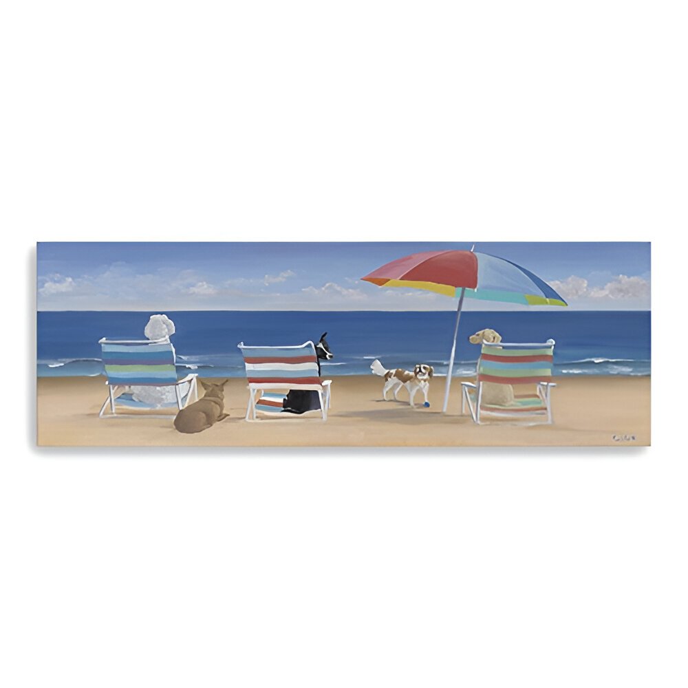 Dogs Perfect Beach Day Unframed Canvas Wall Art