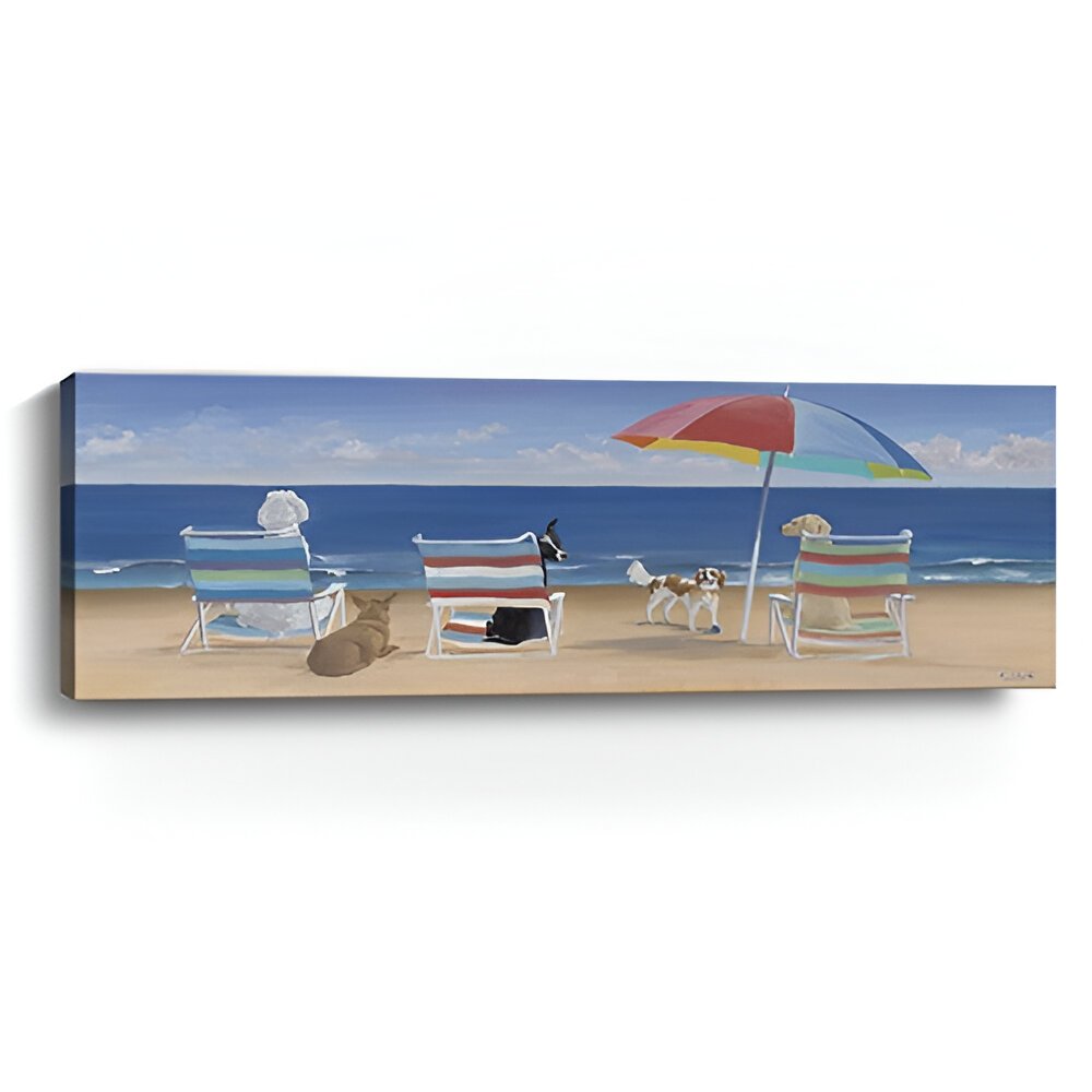 Dogs Perfect Beach Day Unframed Canvas Wall Art