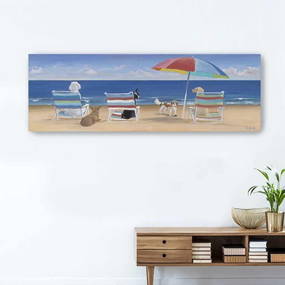 Dogs Perfect Beach Day Unframed Canvas Wall Art