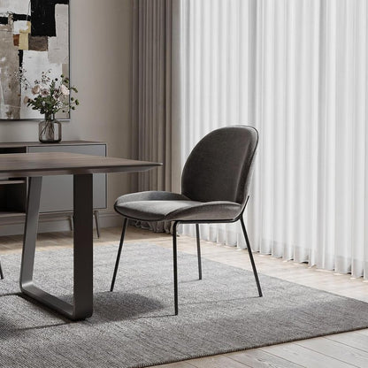 Set of Two Gray and Black Fabric Dining Side Chairs