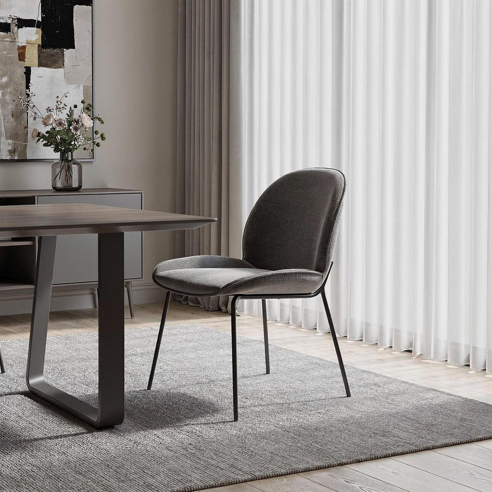 Gray and Black Fabric Dining Side Chair