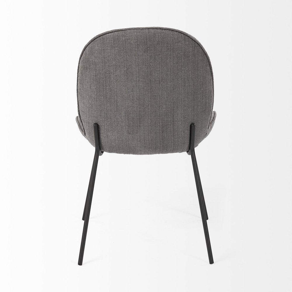 Set of Two Gray and Black Upholstered Fabric Dining Side Chairs