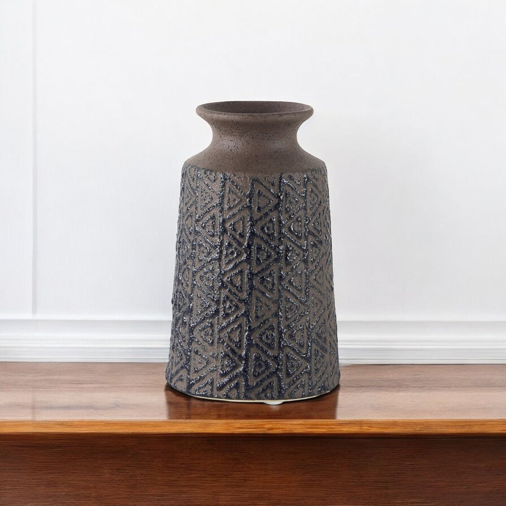 7" Brown Abstract Cylinder Ceramic Table Vase