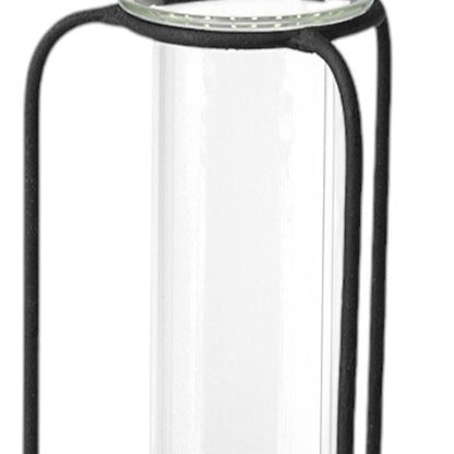 Set of Three Black Abstract Cylinder Metal Table Vase