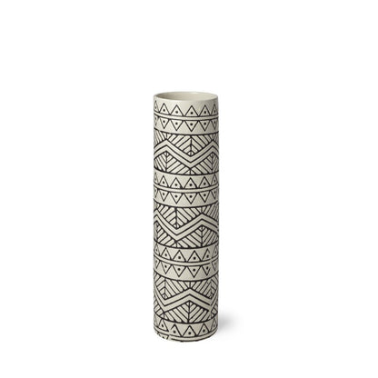 14" Cream Geometric Cylinder Ceramic Table Vase
