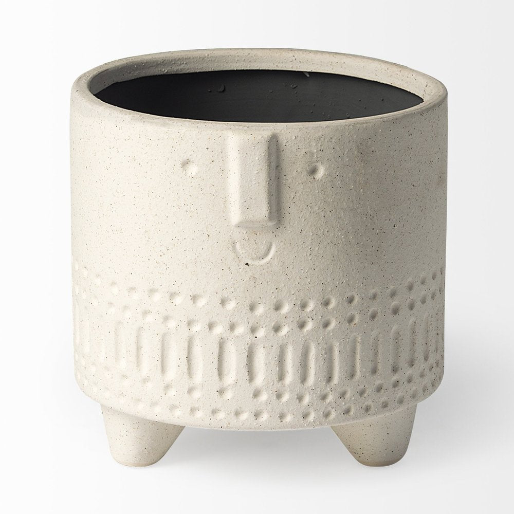 7" White Abstract Cylinder Ceramic Table Vase