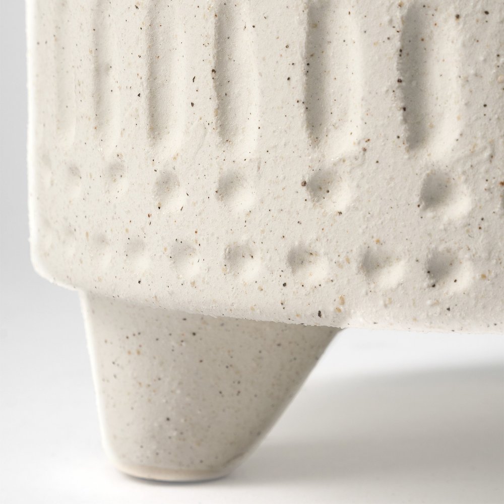 7" White Abstract Cylinder Ceramic Table Vase