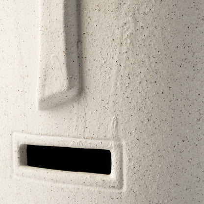 14" White Abstract Cylinder Ceramic Table Vase