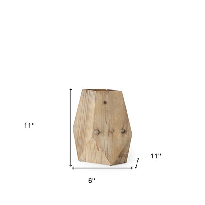 11" Natural Abstract Cylinder Solid Wood Table Vase