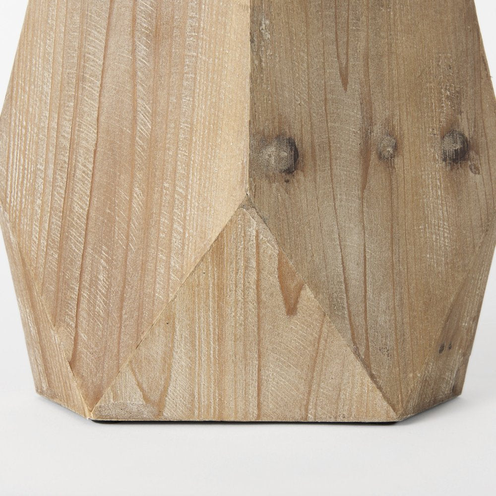 11" Natural Abstract Cylinder Solid Wood Table Vase