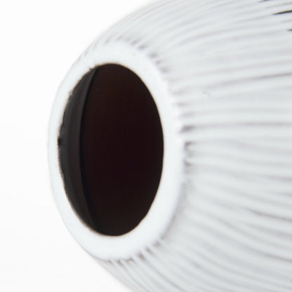 13" Black Gray And White Abstract Cylinder Ceramic Table Vase