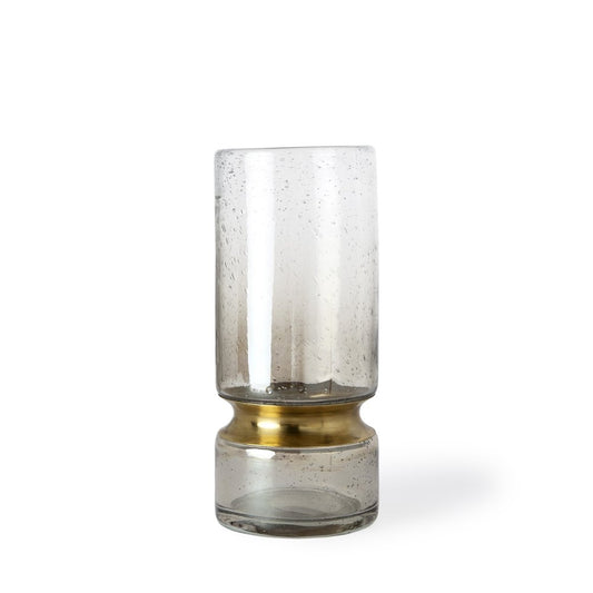 11" Gold Abstract Cylinder Crystal Glass Table Vase