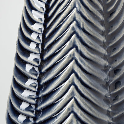 16" Navy Blue And White Abstract Ceramic Table Vase