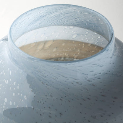 9" Blue And Brown Seeded Glass Table Vase