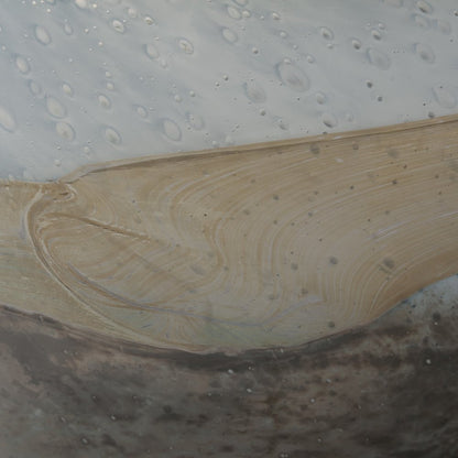 9" Blue And Brown Seeded Glass Table Vase