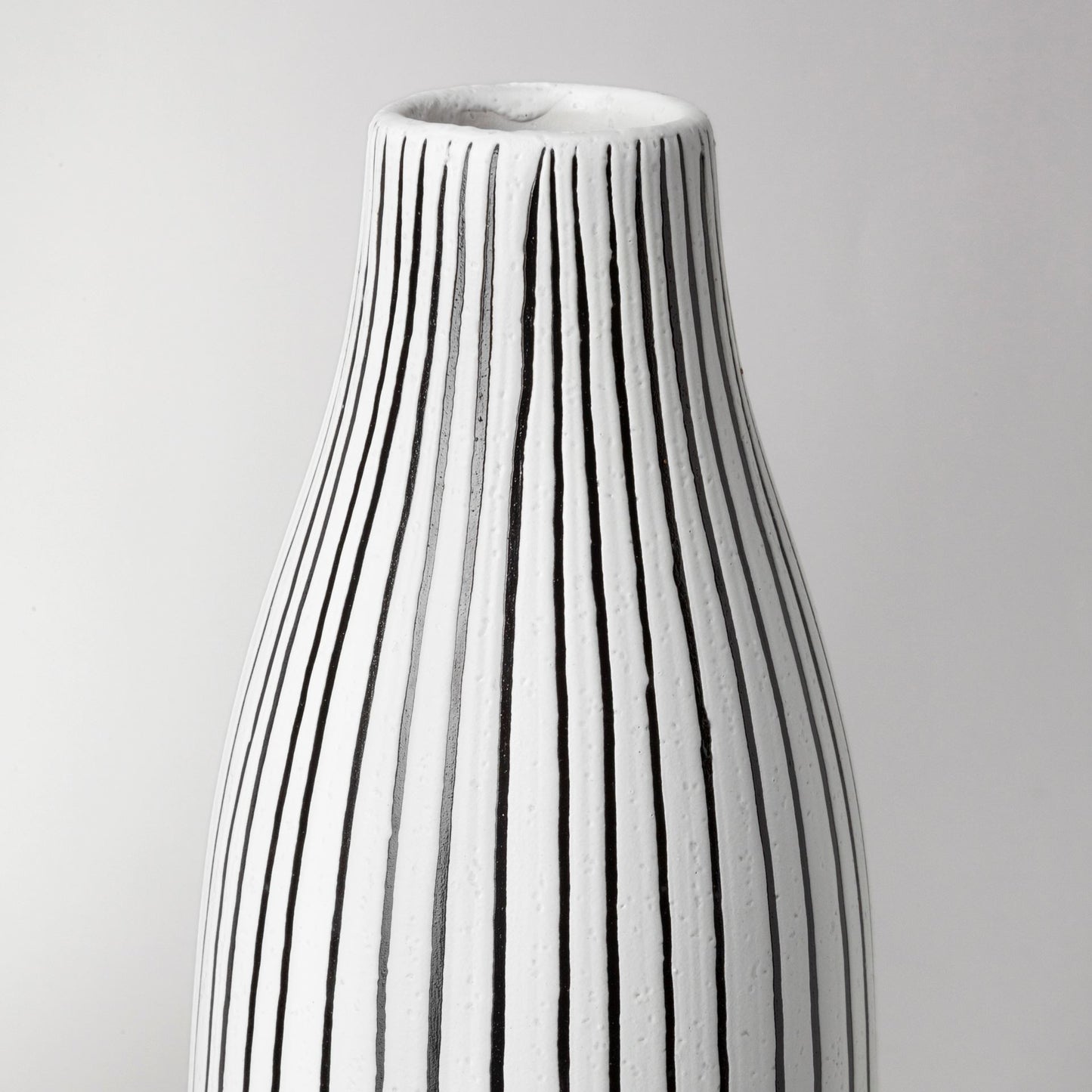 18" Black and White Pinstriope Narrow Ceramic Vase