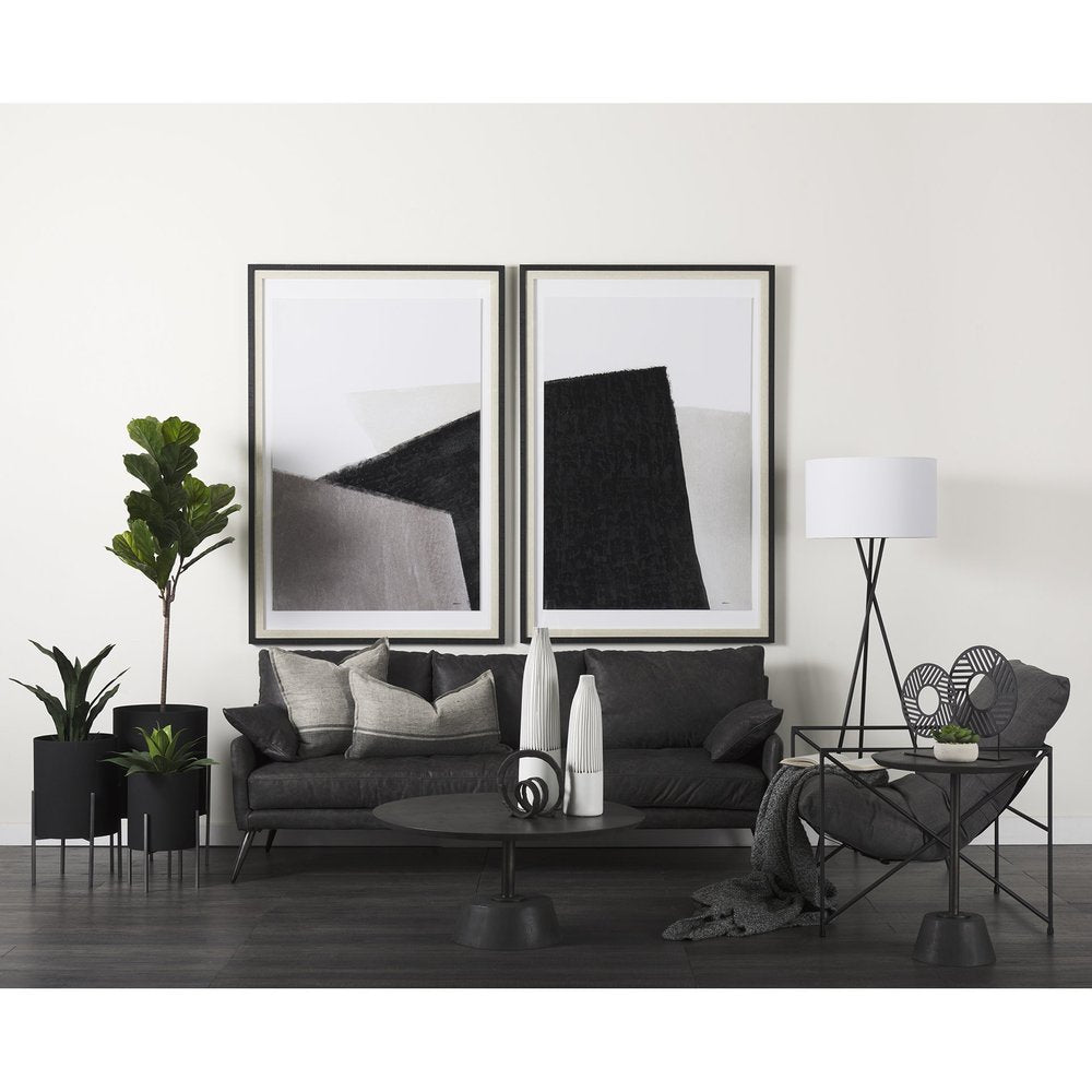 18" Black And White Abstract Cylinder Ceramic Table Vase