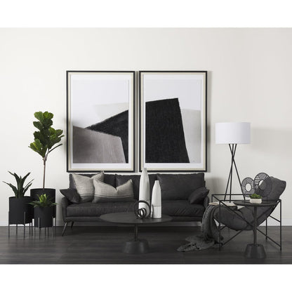 18" Black And White Abstract Cylinder Ceramic Table Vase