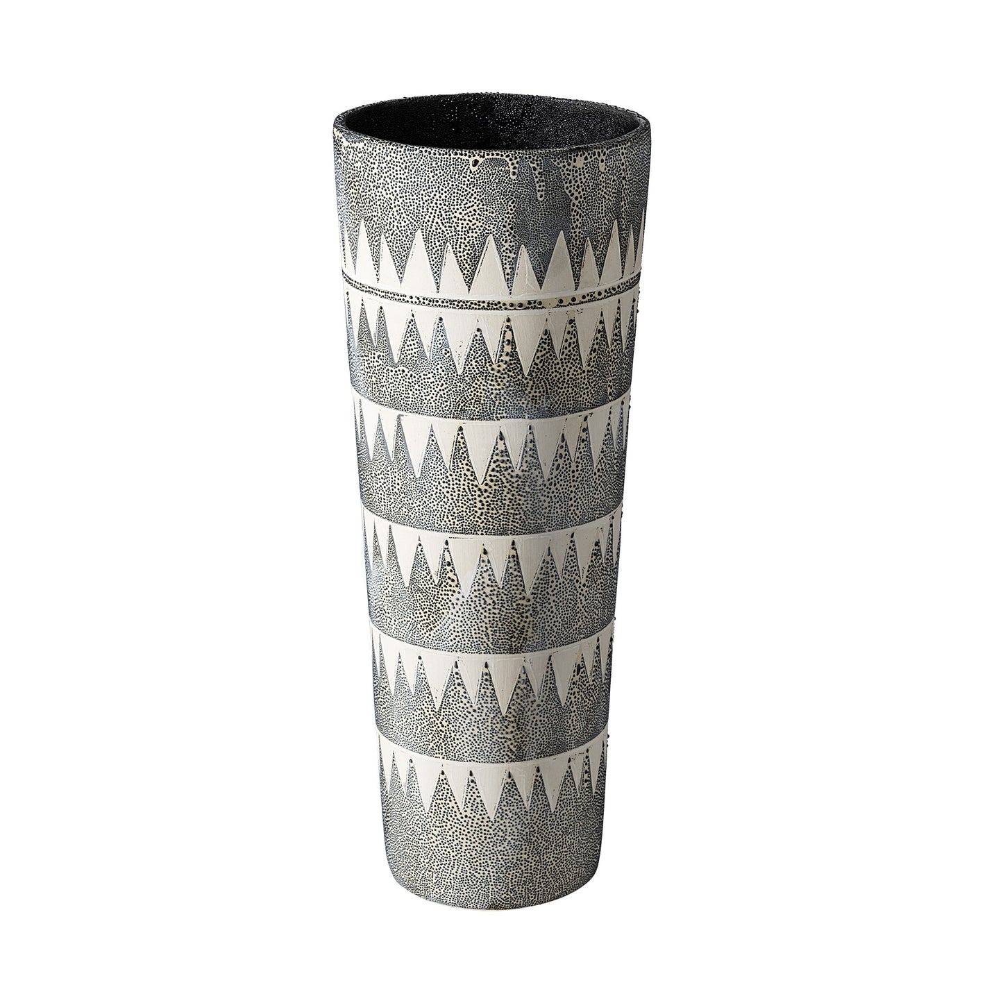 Gray and White Tribal Pattern Vase