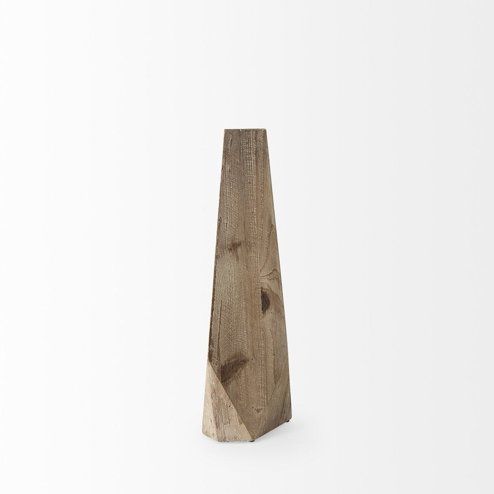 15" Natural Abstract Cylinder Solid Wood Table Vase