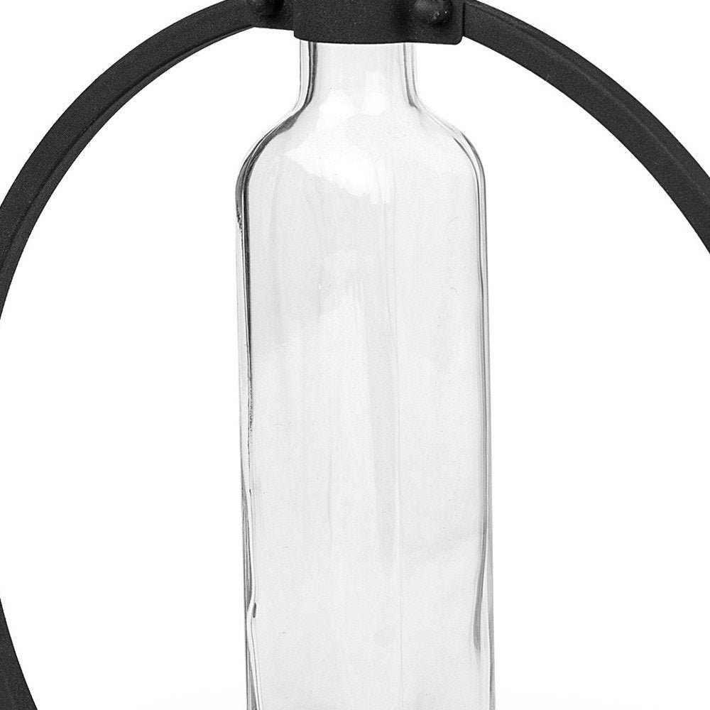 10" Black Abstract Cylinder Metal Table Vase