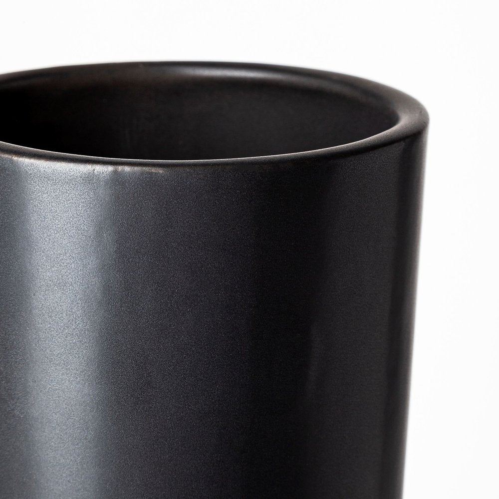 17" Black Abstract Cylinder Ceramic Table Vase
