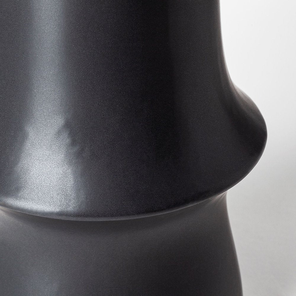 17" Black Abstract Cylinder Ceramic Table Vase