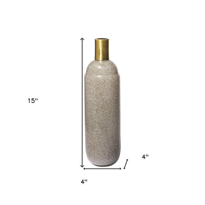 15" Brown Abstract Cylinder Crystal Glass Table Vase