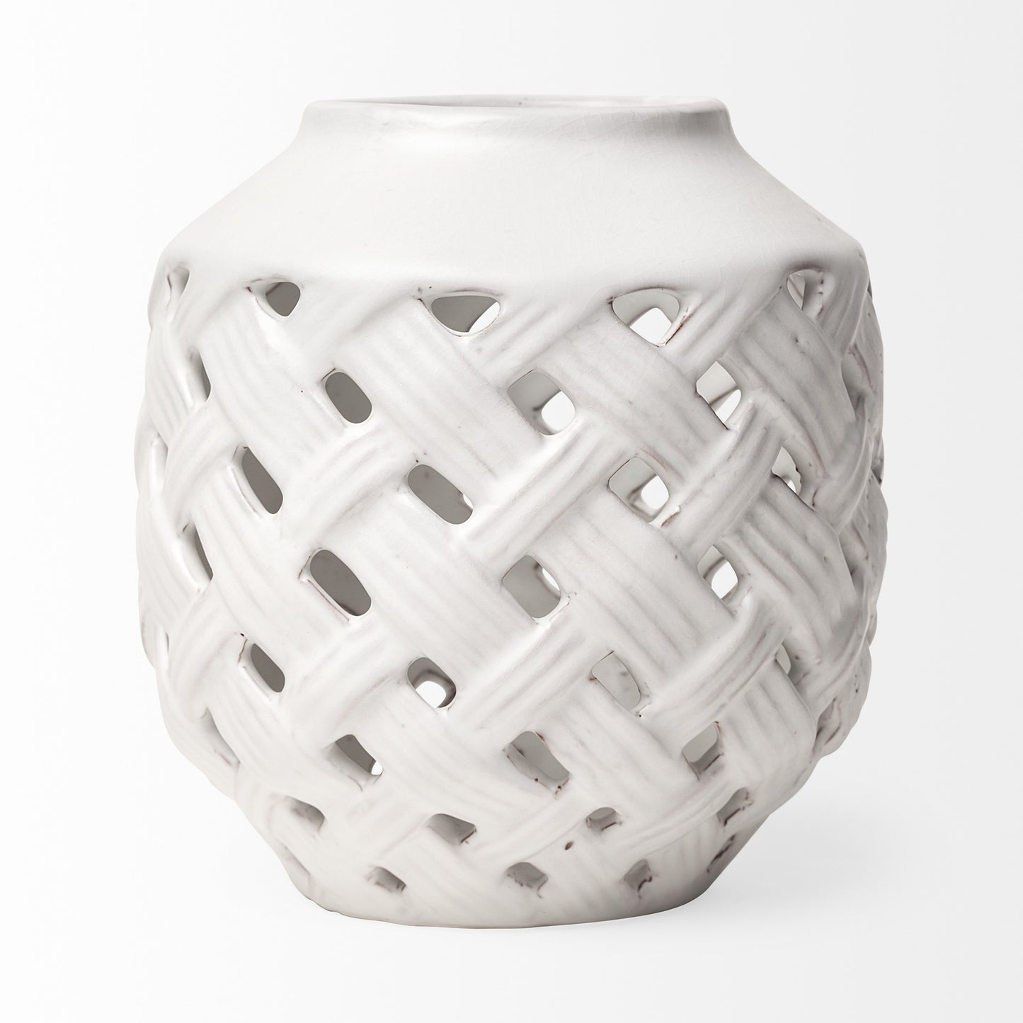 White Ceramic Latticed Vase