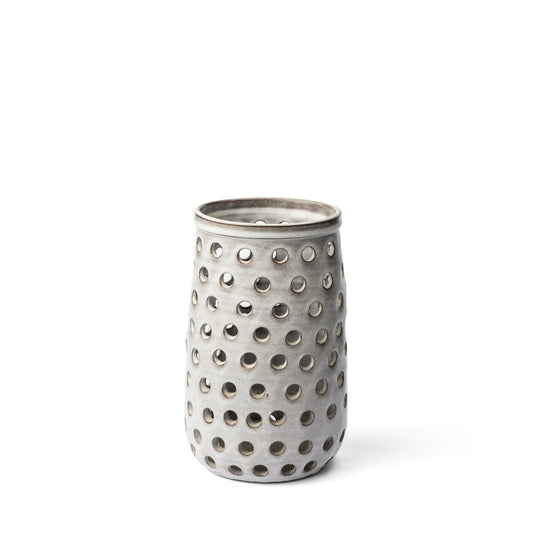 12" White Abstract Cylinder Ceramic Table Vase