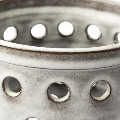 12" White Abstract Cylinder Ceramic Table Vase