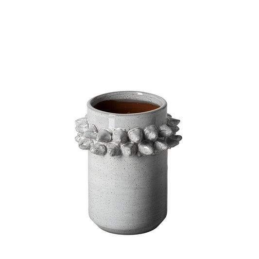 7" Gray Abstract Cylinder Spikey Ceramic Table Vase