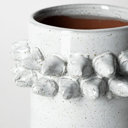 7" Gray Abstract Cylinder Spikey Ceramic Table Vase