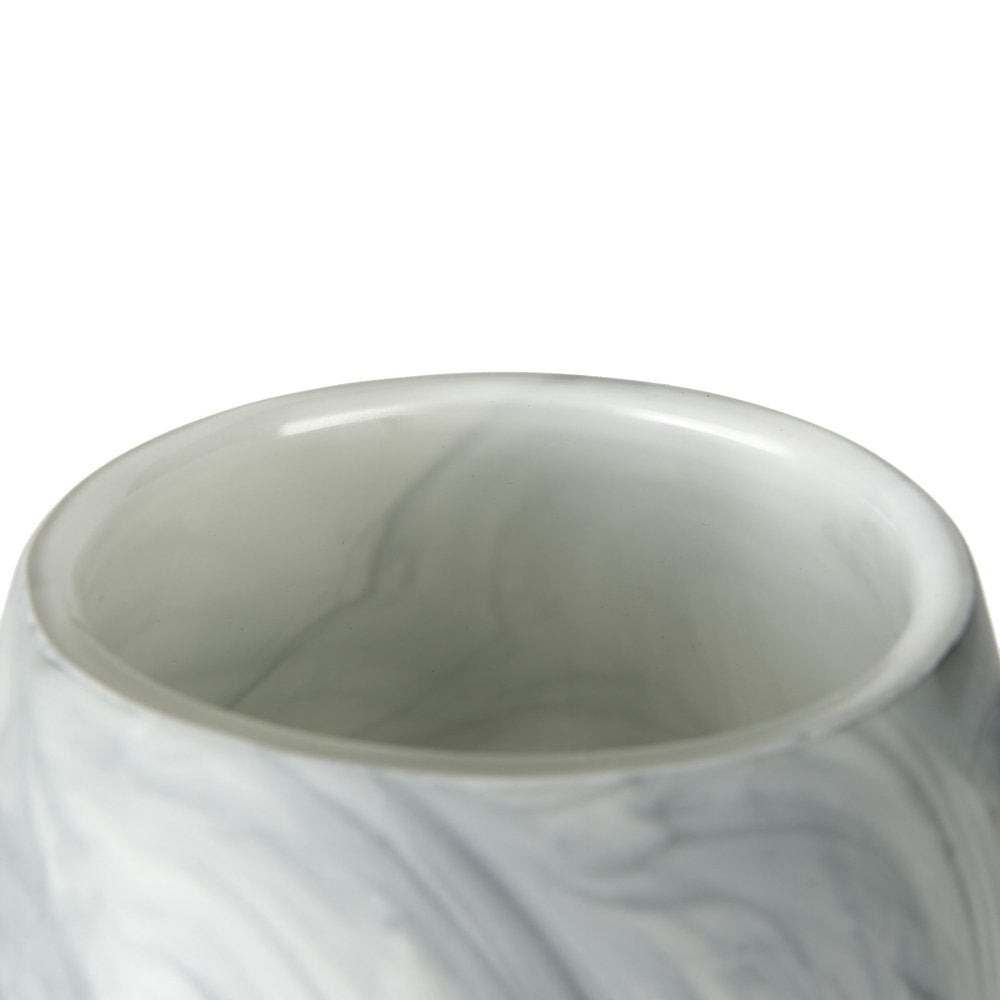 12" Gray And White Abstract Cylinder Crystal Glass Table Vase