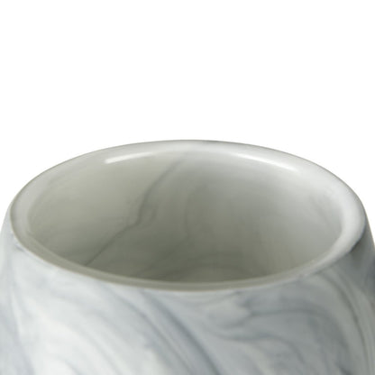 12" Gray And White Abstract Cylinder Crystal Glass Table Vase